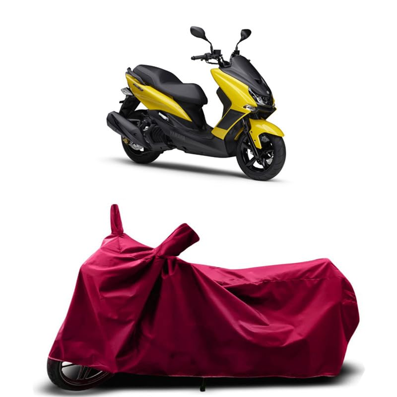 DUFFEL-Two Wheeler Bike Cover Compatible for Yamaha Majesty S 155 Maxi Bs6 Heat Protectio/UV-Rays/Birds Dropping/DustProof/Waterproof Indoor Outdoor and Parking Full Protection [MAHROON]