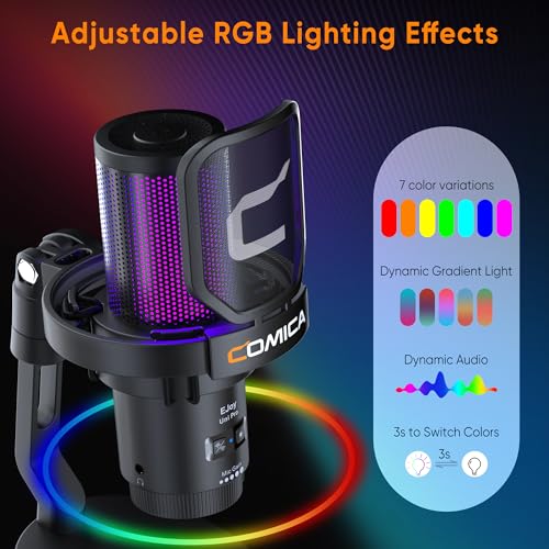 Image of comica EJoy Uni Pro Wireless USB Microphone with USB C Receiver,RGB Condenser Microphone for Streaming /Podcasting /YouTube /Vocal Recording