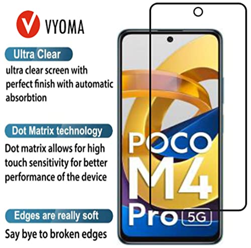 Image of VYOMA Tempered Glass Screen Protector Compatible for Redmi Note 11 / Redmi Note 11T 5G / Poco M4 Pro 5G (Black) Edge to Edge Coverage with Easy Installation kit