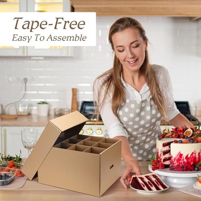 2 Pack Wine Glass Moving Boxes Kitchen Moving Boxes with Handle Kitchen Kit with Lid for Dish Glassware (20 x 15 x 12 Inch,Brown)