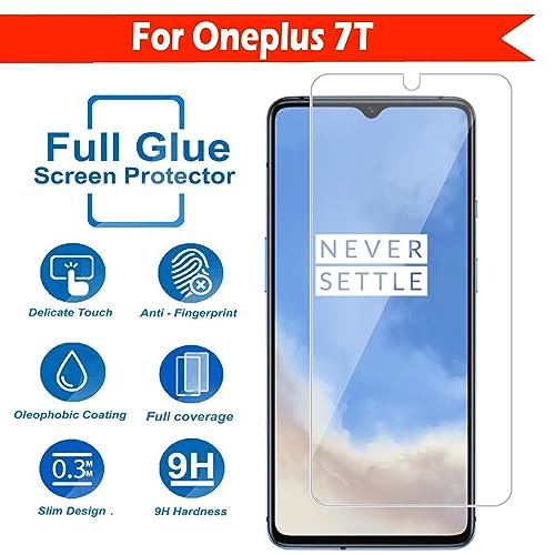 Image of Tempered Glass Screen Protector Compatible for OnePlus 7T with Full Screen Coverage; Except Edges and Easy Installation Kit(Transparent), Pack of 1