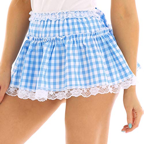ACSUSS Mens Sissy Adult Ruffled Lace Openwork Girly Crossdressing Micro Mini Skirt3