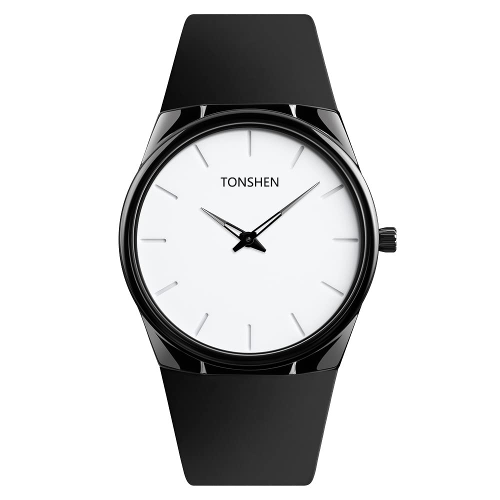 TONSHEN Herrenuhr Analog Quarz Edelstahl Lünette und Kautsch
