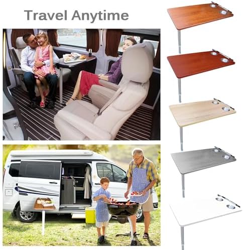 Compact Folding Side Table with Extendable Legs & Cup Holders - Perfect Space-Saving Solution for RVs, Boats, Campers & Outdoor Activities