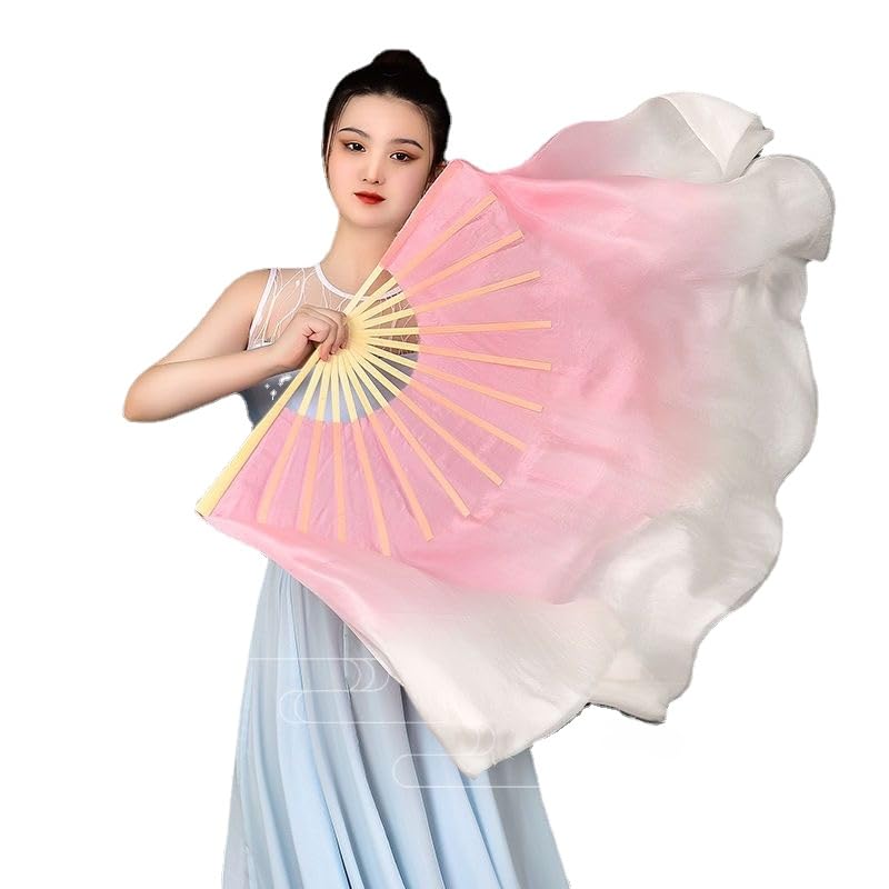 HEARTTOUCH 100% Silk Belly Dance Fan Women Hand Made Silk Dancing Fans for Taichi Kungfu Square Dance Party Stage Performance