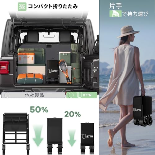BTTN キャリーワゴン 220L大容量・210kg耐荷重 ブレーキ付き超ワイドタイヤ HQ-3001 の商品画像 6