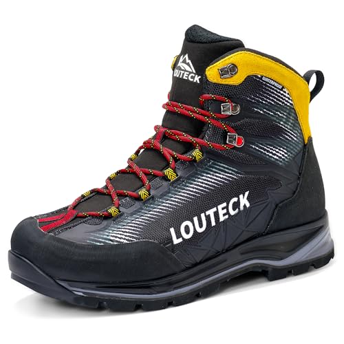 Louteck Hiking Boots Men – Durable and Comfortable Men's Climbing Boots, Men's Boots Waterproof for Rugged Outdoor Adventures, Perfect for Hiking and Climbing