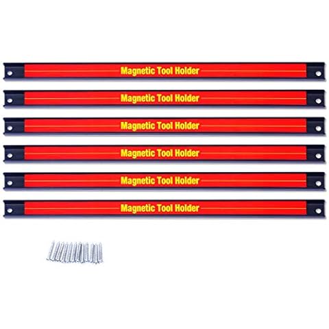 Goplus 6PCS 18" Magnetic Tool Holder, Magnetic Tool Holder Strip, Heavy Duty Magnetic Tool Bar,Space Saving Metal Tool Organizer Rack,Tool Magnet Bar for Workshop Garage Home(Mounting Screws Included) Cover