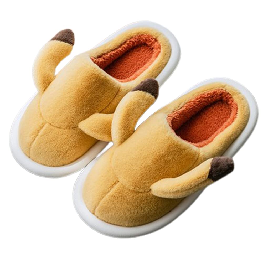 Zapatillas De Estar por Casa Lindo Animales para Niños Mujer Hombre Invierno Felpa Forro Pantuflas Interior Cómodo Caliente Zapatos De Algodón Slippers,Amarillo,40~41