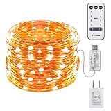 buways Fairy Lights Plug in ,Warm White USB 100LED Fairy String Lights，8 Modes 33ft Copper Wire Lig