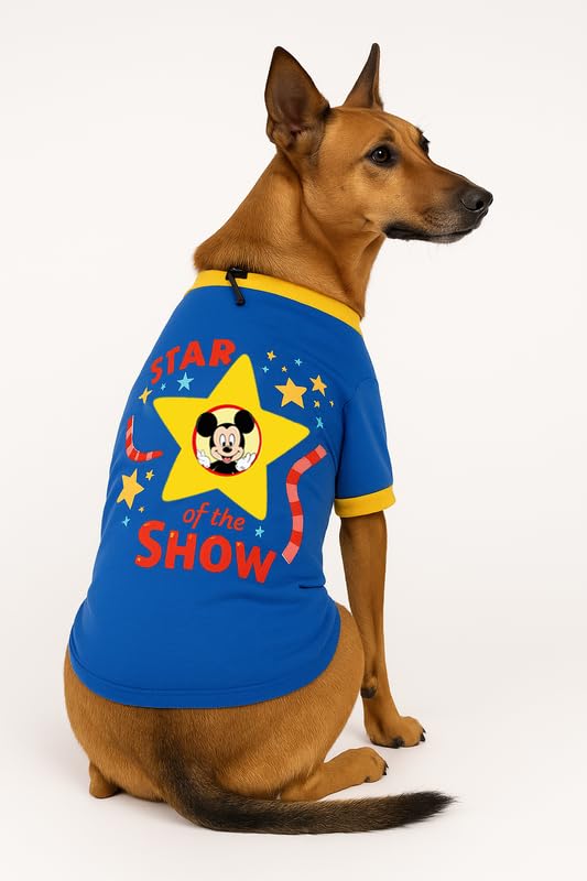 Image of Thunder Tails Cotton Adjustable Dog T-Shirt for Full-Grown Labrador, Golden Retriever, German Shepherd & Husky | Pet Clothing for Large Dogs (Royal Blue Star, 5XL)