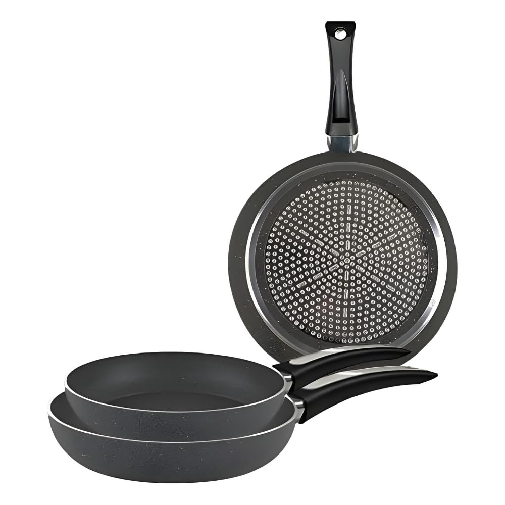 VIRSUS Tris Padelle a Induzione Set Padelle da 18cm, 22cm e 26cm Pentole in Alluminio Puro con Fondo in Acciaio Magnetico e Rivestimento Antiaderente - (F)
