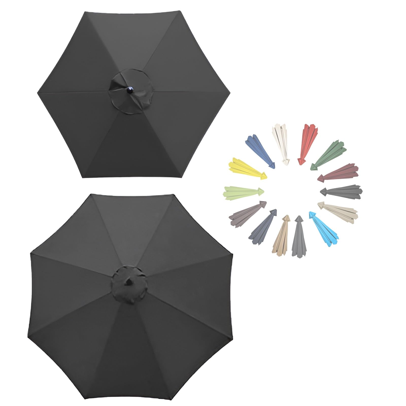 GZDXBF Replacement Canopy Top, Replacement Parasol Fabric Cover Anti-Ultraviolet Replacement Parasol Cover(Gray,6 RIBS: 300CM/9.8FT)