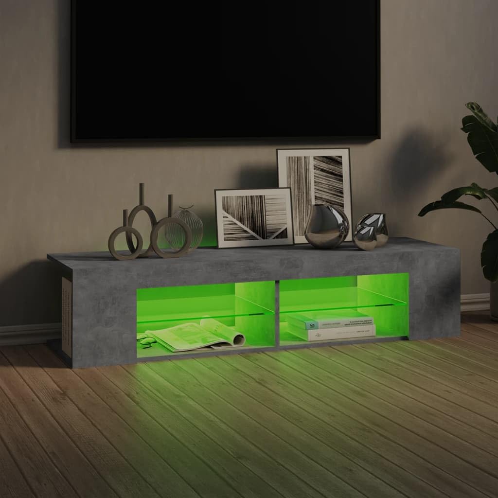 Muebles de Salon TV,Mesa TV Salon,Mueble de TV con Luces LED Gris hormigón 135x39x30 cmAdecuado para salón, Dormitorio