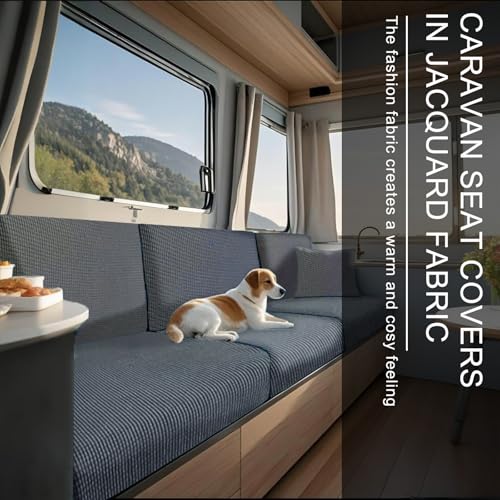KYJSW High Stretch Caravan Couch Seat Cover Backrest Cover Double Non-Slip RV Dinette Cushion Covers With Elasticated And Tie-Down Straps (Grey,W 100-130 cm, D 30-50 cm) - Image 3