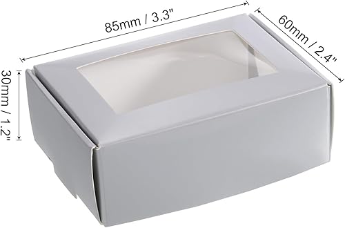 Miniatura 2 de PATIKIL Caja de jabón de papel de 3.5 x 2.5 x 1 pulgadas con ventana, paquete de 30 cajas de jabón caseras rectangulares para regalos de cumpleaños,