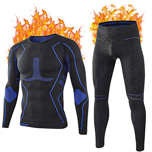 Hereneer Thermounterwäsche Set Herren, Funktionsunterwäsche Atmungsaktive Unterwäsche Herren Lang, Winter Warm Skiunterwäsche Sport Kompressionsanzug, Thermo Unterwäsche für Winter Skifahren Wandern Cover