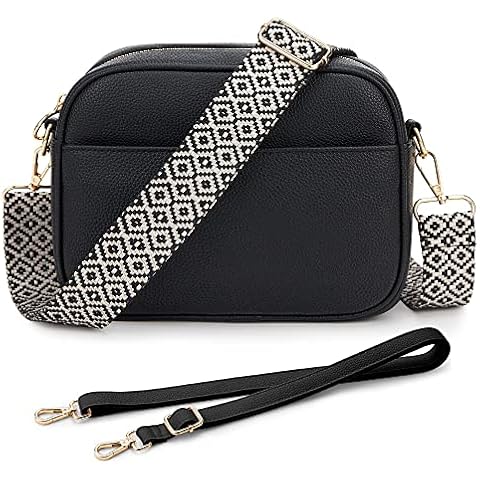 KALIDI Damen Umhängetasche, stylisch Veganem Leder Breiter Gurt Crossbody Schultertasch Cover