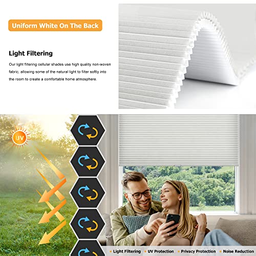 image for LazBlinds Cordless Cellular Shades, No Tools No Drill Light Filtering 