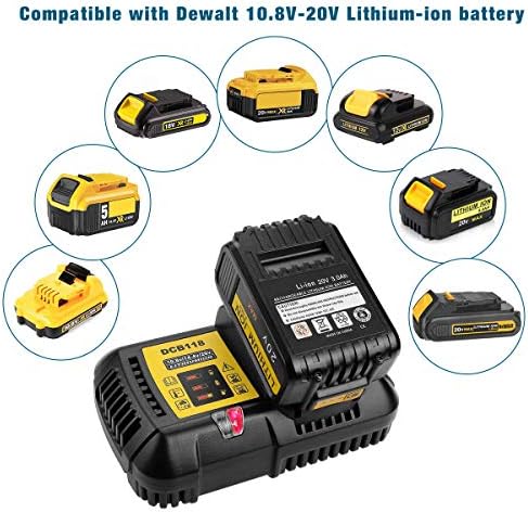 VANTTECH 4.5A DCB118 Fast Rapid Charger DCB118 for Dewalt 10.8V-20V Li-ion Max Lithimu-ion Battery Charger for Dewalt BTDCB101 DCB102 DCB127 DCB200 DCB204 DCB205 DCB206 DCB203BT