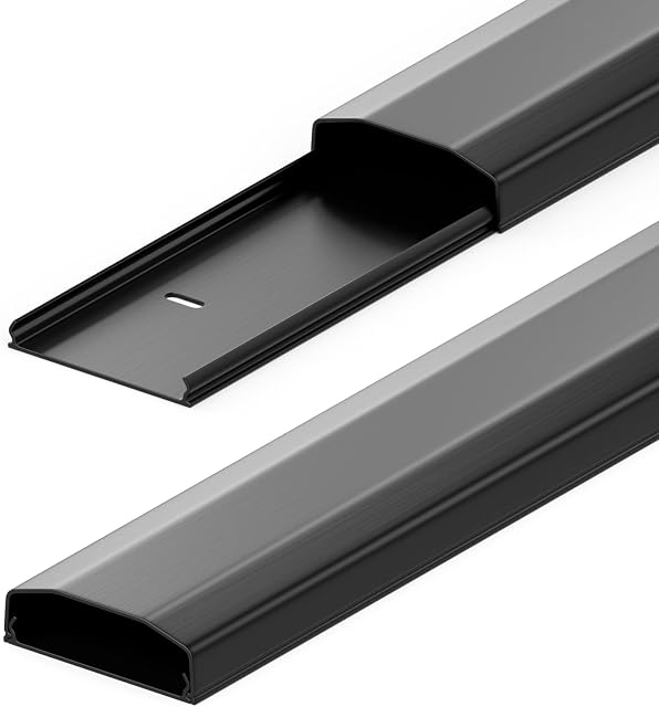 deleyCON uniwersalny kanał kablowy kanał kablowy łatwe układanie kabli i przewodów wysokiej jakości PVC długość 100cm - szerokość 6cm - wysokość 2cm - Czarny