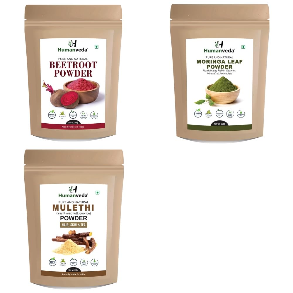 Pure Beetroot Powder, Moringa Powder and Mulethi Licorice Powder Combo Pack for Comprehensive Hair Care and Radiant Glowing Skin Rejuvenation Ayurvedic Product and Natural Organic and S-image-37