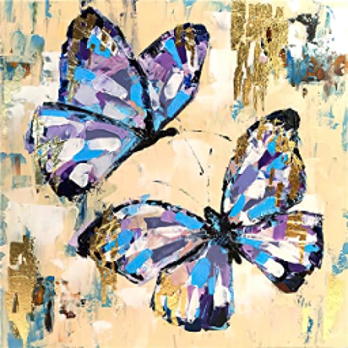 Toile deux papillons bleus 60x60cm pour habiller un mur vide sans effort