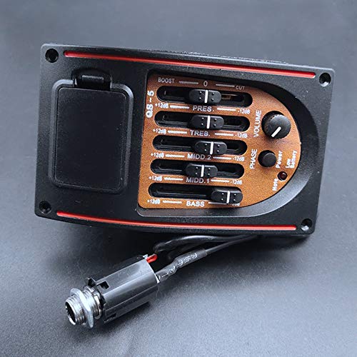 Controles de Tono de PláStico de 5 Bandas EQ Ecualizador Sintonizador Piezo Guitarra AcúStica de Registro Pre-Cableado Preamplificador Piezas de Guitarra Accesorios