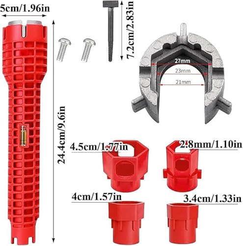 Armaturenschlüssel,Montageschlüssel für wc-Sitz,Sink Faucet Installer,14 in 1 Wasserhahn Werkzeug für Enge Räume, Multifunktionaler Klempner Schlüssel für Waschbecken und Toilette