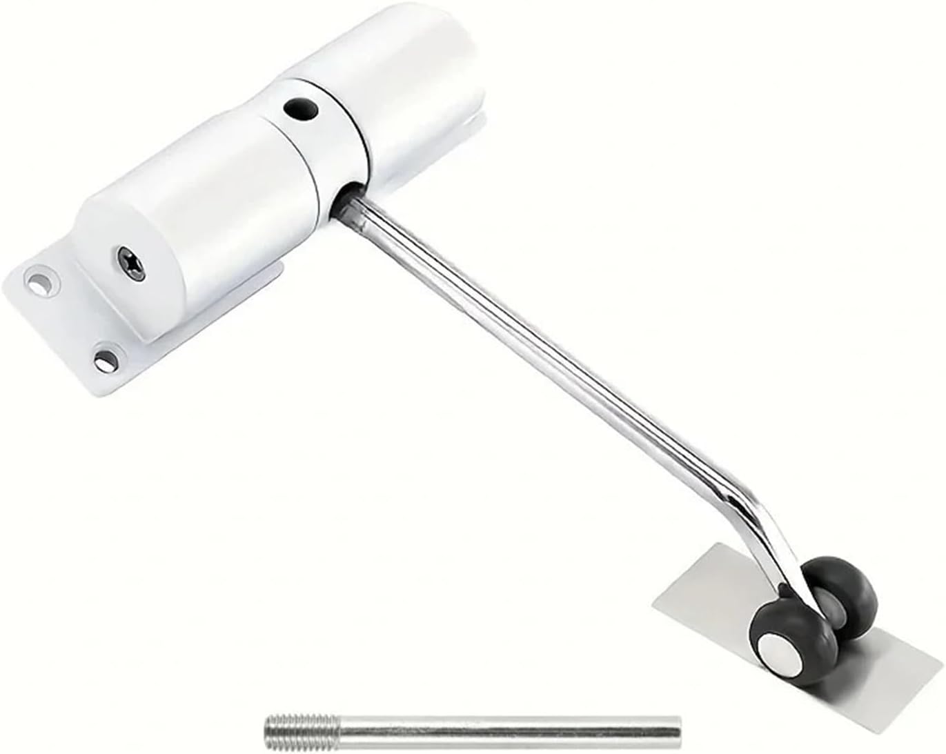 Automatic Door Closer Adjustable Heavy Duty Safety Spring Silenciar Durable Convert Hinged Interior Exterior(White B)