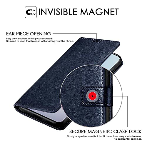 Image of WOW IMAGINE Shock Proof Flip Cover Back Case Cover for 1+ OnePlus 11R 5G (Flexible | Leather Finish | Card Pockets Wallet & Stand | Blue)