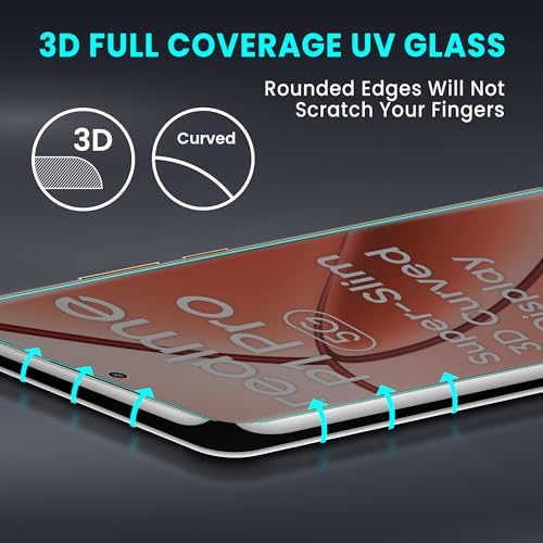 Image of ArmourPro UV Privacy Tempered Glass Compatible for Realme P1 Pro (6.7 Inch, Pack of 2) Edge to Edge Full SCreen Coverage & Installation Kit | Anti-Spy /Anti-Peeping 9H Hardness