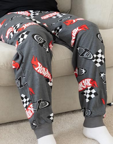 Hot Wheels Mens Pajama Set | Adults Race Car Graphic Short Sleeve Top & Long Leg PJ Bottoms in Black & Grey4