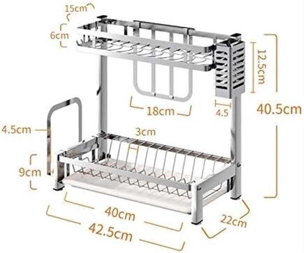 Dish Drying Rack Tableware Holder 2 Layers 304 Stainless Steel Dish Rack Drain Rack Drying Filter Tableware Storage Box Dishes Supplies Kitchen Rack Drying Rack Kitchen