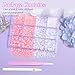 CESUSME Pink Color White Flatback Pearls for Crafting, 3D Half Round Nail Art Pearls, 6 Sizes: 2-8 mm, 12 Pieces, ABS Plastic, Semicircular, Nail Art Rhinestones
