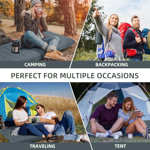Image of FNARMW Camping Sleeping Pad, Extra Thick 5 Inch Camping Mat with Pillow Built-in Foot Pump Inflatable Sleeping Pads Compact for Camping Backpacking Hiking Traveling Tent（Gray）