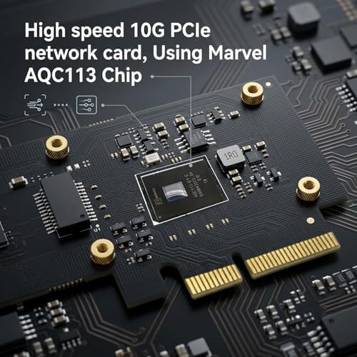 Image of 10Gb PCIe Network Card with AQC113 Chip, 10000M /5000M /2500M Network Adapter NIC, PCI Express X4,X8,X16, PCIE Gigabit Ethernet Card for Windows 10 /11, Linux Kernel 5.16.18 /RHEL8.6, VMware ESXi8.0