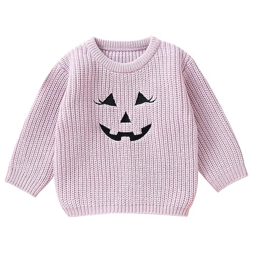 Baby Halloween Pumpkin Sweater Boys Girls Chunky Knit Crewneck Sweatshirt Pullover Fall Winter Holiday Party Casual