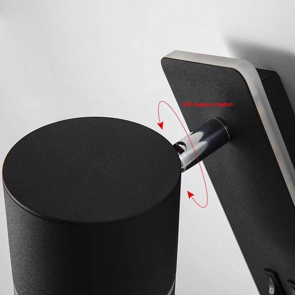 Luci da Parete Lampade da Lettura per Libri con Interruttore Regolabile 6W+9W 3 modalità Colore Lettura a LED per retroilluminazione Notturna della Camera da Letto (Svart)