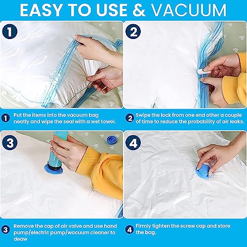 Vacuum Storage Bags with Zip and Pump, 6 pack vacuum Bags for clothes Duvet, Pillows, Bedding, Quilts, Sweater, Suitcases (2M - Image 4