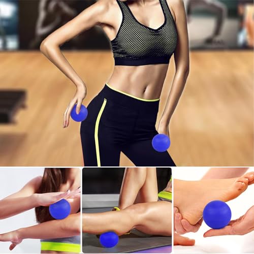 Image of WOVTE Massage Lacrosse Ball for Sore Muscles, Shoulders, Neck, Back, Foot, Body, Deep Tissue, Trigger Point, Muscle Knots, Yoga and Myofascial Release (Blue) (Royal Blue Pink)