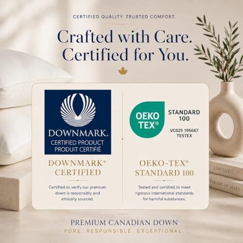 Lincove Cloud Natural Canadian Down Pillow, White Luxury Sleeping Pillow - 625 Fill Power, 500 Thread Count Cotton Shell, Made in Canada, King - Firm, 2 Pack - image 7