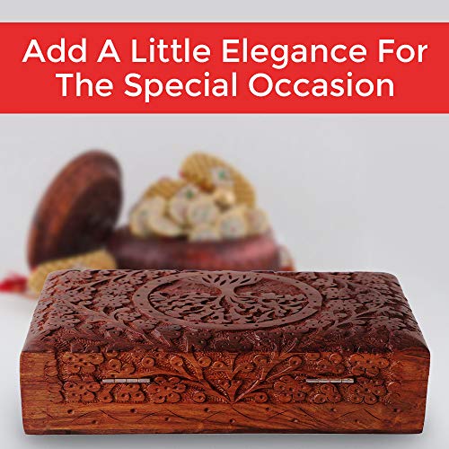 S.b.arts Premium Wooden Mini Jewellery Box Tree Design-Trinket Box For Ladies-Jewellery Storage Case-Antique Look-Traditionally Handcrafted-Home Decor Accessories-Ideal Gift For Women, Girls, Brown #TOP4