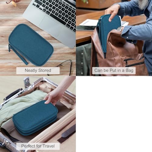 Image of SaleOn Portable Storage Organizer for USB Cable, Earphone, Power Bank,Charger, Hard Disk & Digital Gadgets (Tblue, 8.3x5 Inch)