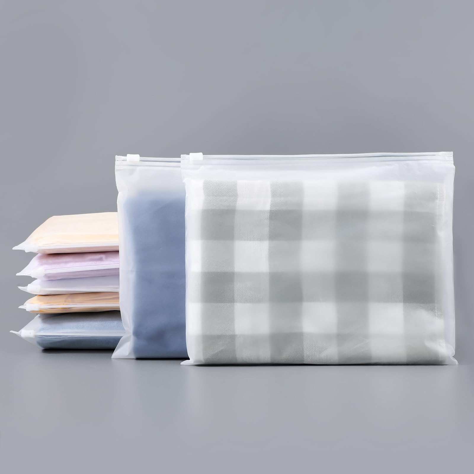 Svaldo Small Zip Bags, 100 Pieces 25 x 20 cm Travel Clothes, Transparent Frosted Bags, Travel Organizer Bags for Towels, Travel Essentials (No Ventilation Holes) — image 1