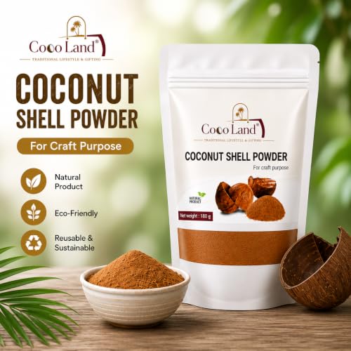 Image of Coco Land COCONUT SHELL POWDER 900 (Pack of 5 x 180g) Natural Coconut Shell Dust for Craft Making, Agarbatti & Incense Production, Wood Filler, Coconut Shell Sticking, DIY Art Projects, Eco-Friendly Raw Material