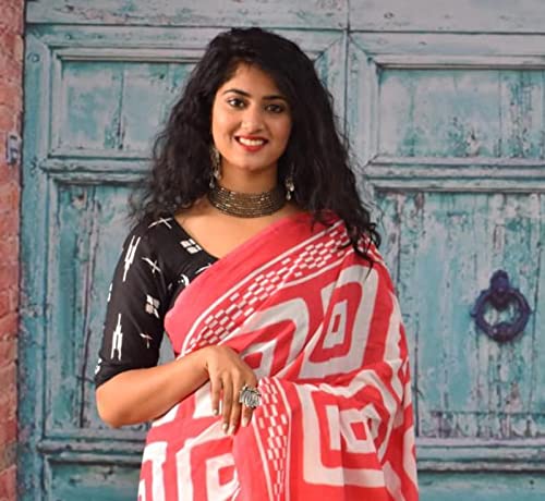 Saree artisanal pour femme vêtement traditionnel en coton imprimé main