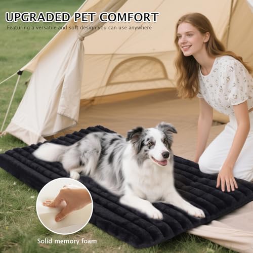 BVAGSS Flauschiges Orthopädisches Hundebett, Waschbar Hundematte, rutschfeste Unterseite, Plüsch Hundekissen Weiche und Warme Hundematte für klein mittel große Hunde XH082 (60x45cm,Schwarz)