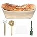 Gärkörbchen, LYCXAMES Oval Natürlichem Rattan Gärkörbe Brotkorb Hefekörben mit Brotlame, Teigschaber, Dänischer Schneebesen, Topfbürste, Leineneinlage, 28x14cm, Höhe 8cm