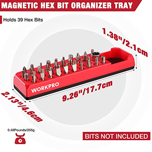Workpro Magnetic Hex Bit Organizer, 39 Hole Screwdriver Drill Bit Holder Tray With Strong Magnetic Base thumb #1